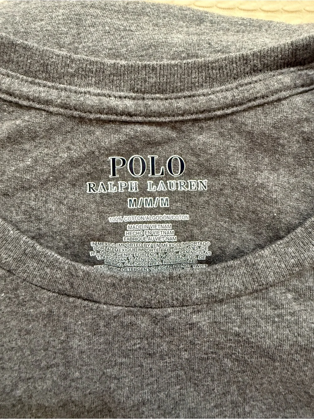 Polo by Ralph Lauren Men's Grey Long-Sleeve Bear Graphic Tee